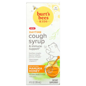 Burt's Bees Kids Cough Syrup & Immune Support Daytime 1+ Years Natural Grape 4 fl oz (118 ml) 070030165475