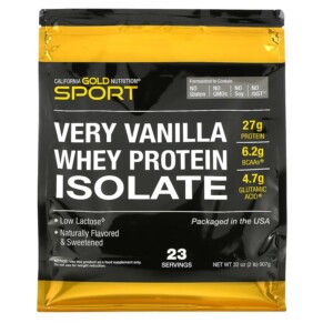 California Gold Nutrition 100% Whey Protein Isolate Very Vanilla Flavor 2 lbs (907 g) 898220012046