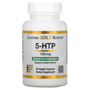 California Gold Nutrition 5-HTP Mood Support Griffonia Simplicifolia Extract from Switzerland 100 mg 90 Veggie Capsules 898220011735
