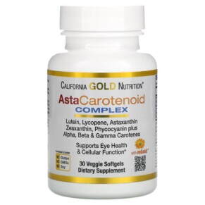 California Gold Nutrition AstaCarotenoid Complex Lutein Lycopene Astaxanthin Complex 30 Veggie Softgels 898220012060
