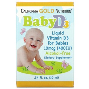 California Gold Nutrition Baby Vitamin D3 Liquid 10 mcg (400 IU) 0.34 fl oz (10 ml) 898220010349