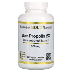 California Gold Nutrition Bee Propolis 2X Concentrated Extract 500 mg 240 Veggie Caps 898220009466
