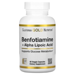California Gold Nutrition Benfotiamine + Alpha Lipoic Acid 90 Veggie Capsules 898220020218