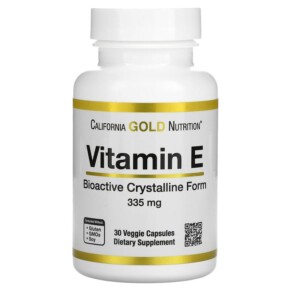 California Gold Nutrition Bioactive Vitamin E 335 mg (500 IU) 30 Veggie Capsules 898220019656
