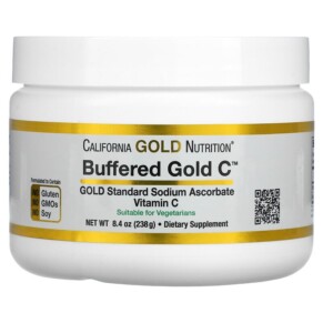 California Gold Nutrition Buffered Gold C Non-Acidic Vitamin C Powder Sodium Ascorbate 8.40 oz (238 g) 898220012350