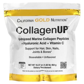 California Gold Nutrition CollagenUP Hydrolyzed Marine Collagen Peptides with Hyaluronic Acid and Vitamin C Unflavored 16.37 oz (464 g) 898220010325