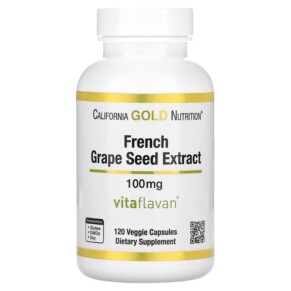 California Gold Nutrition French Grape Seed Extract Vitaflavan 100 mg 120 Veggie Capsules 898220011940