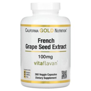 California Gold Nutrition French Grape Seed Extract VitaFlavan 100 mg 360 Veggie Capsules 898220017379