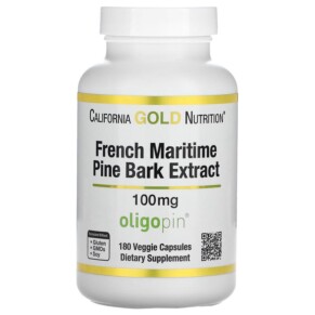 California Gold Nutrition French Maritime Pine Bark Extract Oligopin 100 mg 180 Veggie Capsules 898220017362