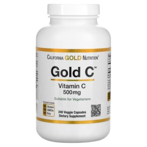 California Gold Nutrition Gold C USP Grade Vitamin C 500 mg 240 Veggie Capsules 898220009343