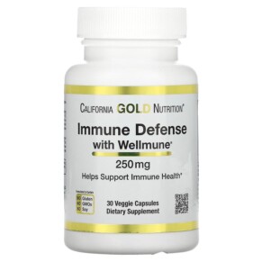 California Gold Nutrition Immune Defense with Wellmune Beta-Glucan 250 mg 30 Veggie Capsules 898220017935