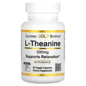 California Gold Nutrition L-Theanine Featuring AlphaWave 200 mg 60 Veggie Capsules 898220012428