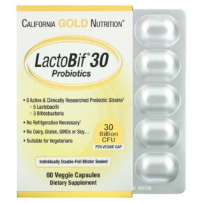 California Gold Nutrition LactoBif Probiotics 30 Billion CFU 60 Veggie Capsules 898220009657