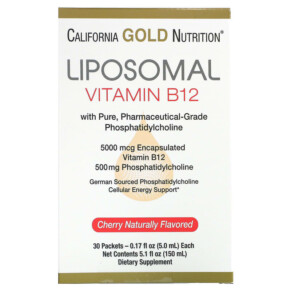 California Gold Nutrition Liposomal Vitamin B12 30 Packets 0.17 fl oz (5 ml) Each 898220019823