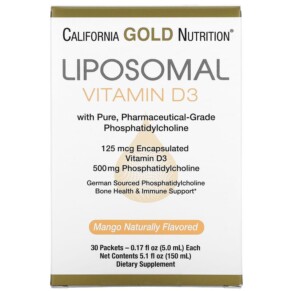 California Gold Nutrition Liposomal Vitamin D3 125 mcg (5.000 IU) 30 Packets (5.0 ml) 898220019830
