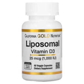 California Gold Nutrition Liposomal Vitamin D3 25 mcg (1.000 IU) 60 Veggie Capsules 898220018734