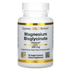 California Gold Nutrition Magnesium Bisglycinate Albion TRAACS® 100 mg 60 Veggie Capsules 898220019014