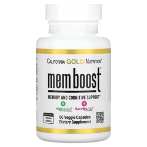 California Gold Nutrition MEM Boost Memory & Cognitive Support 60 Veggie Capsules 898220022236