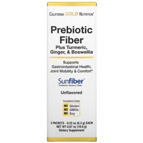 California Gold Nutrition Prebiotic Fiber Plus Turmeric Ginger & Boswellia 3 Packets 0.22 oz (6.3 g) Each 898220020317