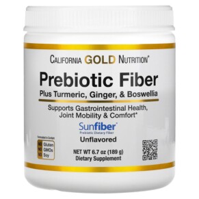 California Gold Nutrition Prebiotic Fiber Plus Turmeric Ginger & Boswellia 6.7 oz (189 g) 898220020324