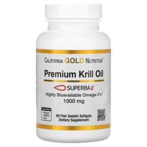 California Gold Nutrition Premium Krill Oil with Superba2 1.000 mg 60 Fish Gelatin Softgels 898220018086