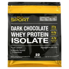 California Gold Nutrition SPORT - Dark Chocolate Whey Protein Isolate 2 lbs (907 g) 898220012022