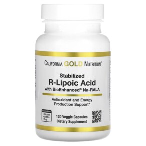 California Gold Nutrition Stabilized R-Lipoic Acid 120 Veggie Capsules 898220020058
