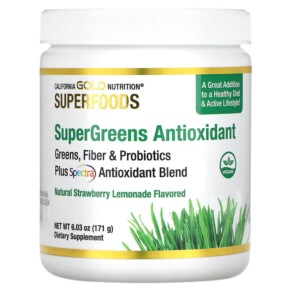California Gold Nutrition SUPERFOOD - Supergreens Antioxidant Strawberry Lemonade 6.03 oz (171 g) 898220017829