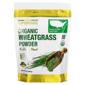 California Gold Nutrition SUPERFOODS - Organic Wheat Grass Powder 8.5 oz (240 g) 898220012251