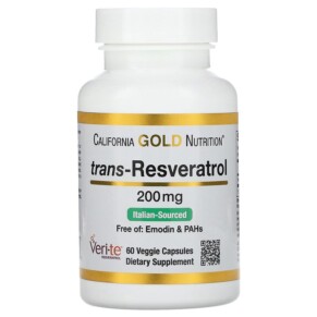 California Gold Nutrition Trans-Resveratrol 200 mg 60 Veggie Capsules 898220011742