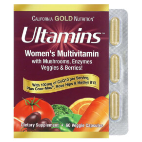 California Gold Nutrition Ultamins Women's Multivitamin with CoQ10 Veggies & Berries 60 Veggie Capsules 898220021895