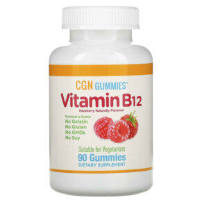 California Gold Nutrition Vitamin B12 Gummies Natural Raspberry Flavor Gelatin Free 3000 mcg 90 Gummies 898220011971
