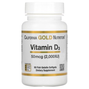California Gold Nutrition Vitamin D3 50 mcg (2.000 IU) 90 Fish Gelatin Softgels 898220011797