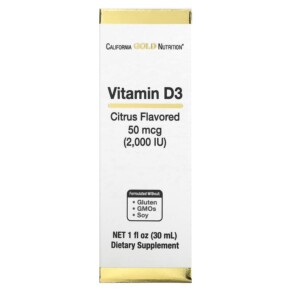 California Gold Nutrition Vitamin D3 (Citrus) 2.000 IU 1 fl oz (30 ml) 898220021147
