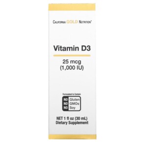 California Gold Nutrition Vitamin D3 Liquid 25 mcg (1.000 IU) 1 fl oz (30 ml) 898220020485