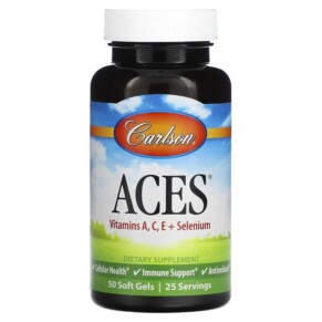 Carlson ACES Vitamins A C E + Selenium 50 Soft Gels 088395044304