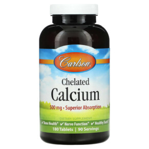 Carlson Chelated Calcium 250 mg 180 Tablets 088395054624