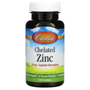 Carlson Chelated Zinc 30 mg 250 Tablets 088395057724