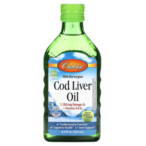 Carlson Cod Liver Oil Natural Green Apple 1.100 mg 8.4 fl oz (250 ml) 088395137105