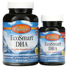Carlson EcoSmart DHA Natural Lemon 60 Soft Gels + 20 Soft Gels 088395018145