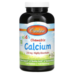 Carlson Kid's Chewable Calcium Natural Vanilla 250 mg 120 Tablets 088395050848