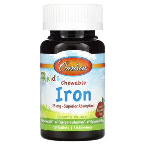 Carlson Kid's Chewable Iron Strawberry 15 mg 30 Tablets 088395559303