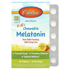 Carlson Kid's Chewable Melatonin Strawberry Lemon 30 Tablets 088395874307