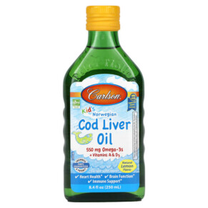 Carlson Kid's Norwegian Cod Liver Oil Natural Lemon 8.4 fl oz (250 ml) 088395013539