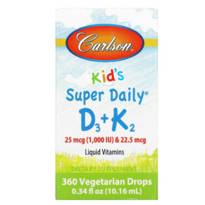 Carlson Kid's Super Daily D3+K2 25 mcg (1.000 IU) & 22.5 mcg 0.34 fl oz (10.16 ml) 088395105302