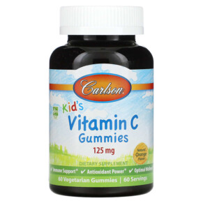 Carlson Kid's Vitamin C Gummies Natural Orange 125 mg 60 Vegetarian Gummies 088395490309
