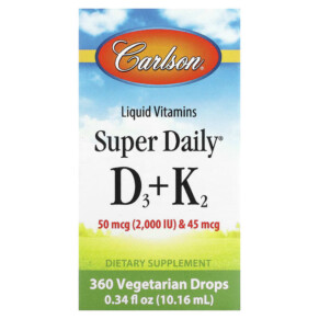 Carlson Liquid Vitamins Super Daily D3+K2 0.34 fl oz (10.16 ml) 088395105005