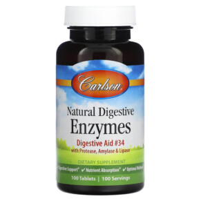Carlson Natural Digestive Enzymes 100 Tablets 088395066412