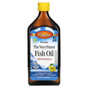 Carlson Norwegian The Very Finest Fish Oil Natural Lemon  1.600 mg 16.9 fl oz (500 ml) 088395015458