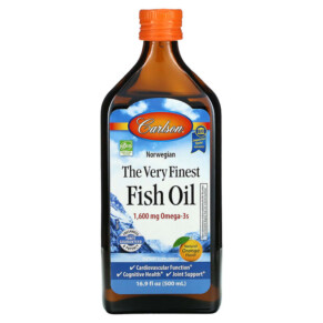 Carlson Norwegian The Very Finest Fish Oil Natural Orange  1.600 mg 16.9 fl oz (500 ml) 088395016554